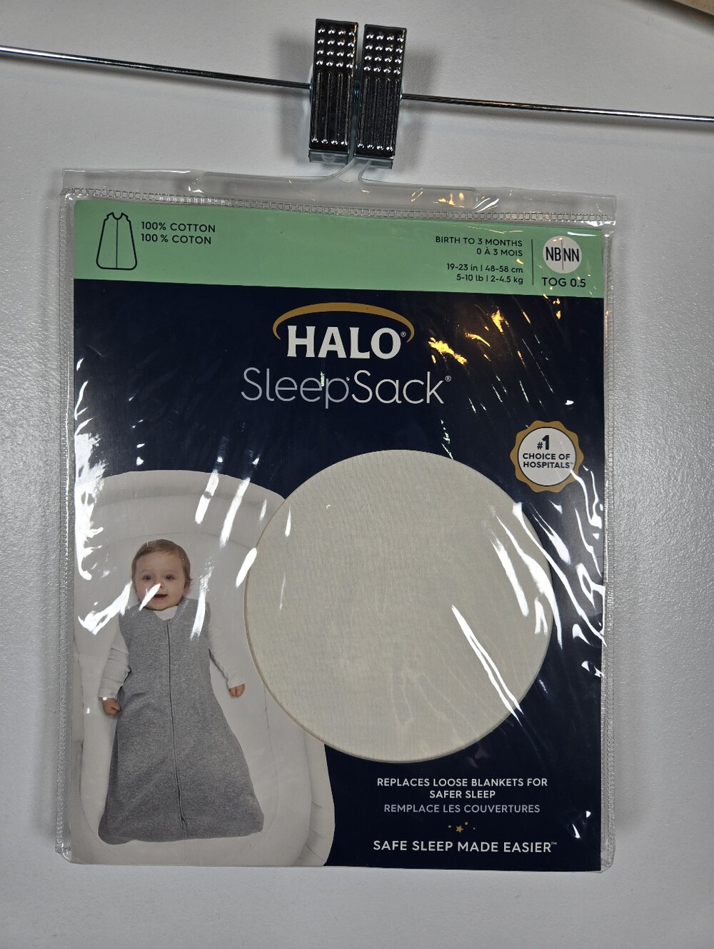 NEW Halo Sleepsack Wearable Blanket Cotton Cream Size Newborn